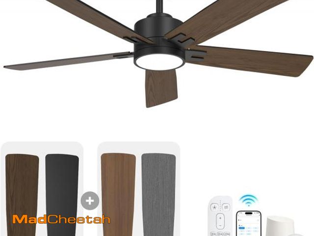 Lot 74-12508000 - (MISSING HARDWARE) 52 Inch Smart Ceiling Fan with Lights, Control via Alexa Google Voice App Wifi, I...