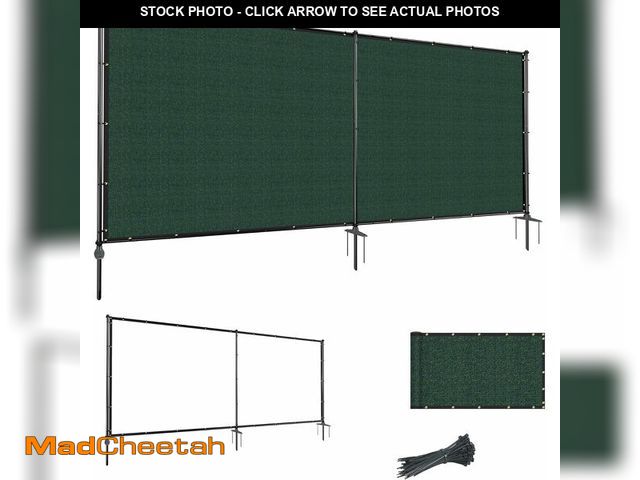 Lot 74-14078855 - Goleray 5'Hx12'W Outdoor Freestanding Privacy Screen Fence Panels with Iron Poles, Mesh Shade Net Co...