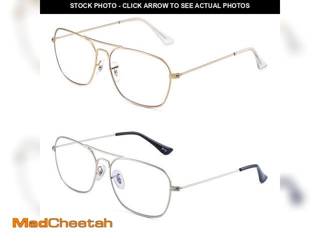 Lot 74-13961930 - JM 2-Pack Aviator Reading Glasses Women Metal Frame Blue Light Blocking Computer Readers 1.50(Gold &...