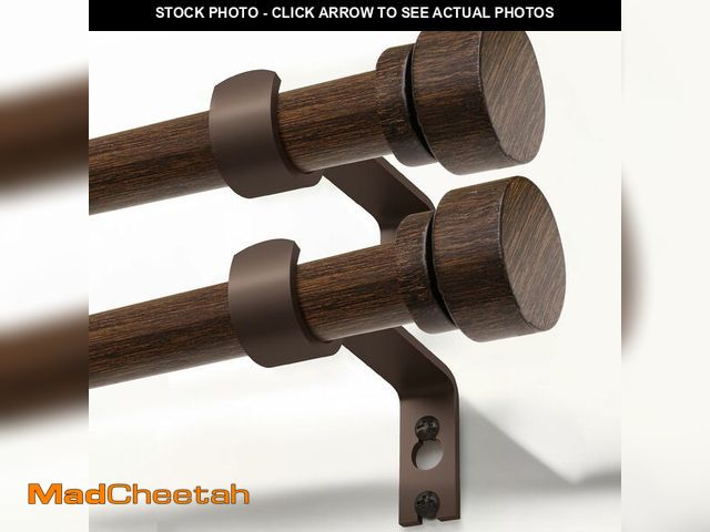 Lot 74-14541829 - Lootkell 2 Pack Deep Walnut Curtain Rods for Windows 48 to 84 1" Diameter Heavy Duty Window Rod Adju...