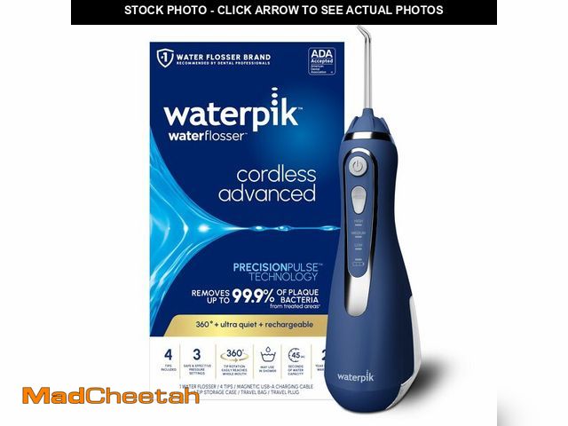 Lot 74-14433613 - Waterpik Cordless Advanced Portable Water Flosser, Rechargeable, Blue - UNUSED