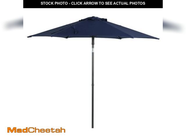 Lot 74-12426161 - Mainstays 7.5  Navy Push-up and Tilt Market Patio Umbrella - UNUSED