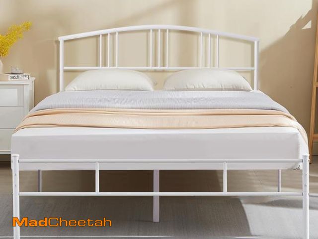 Lot 74-12400226 - VECELO 14 inch Full Bed Frame White Beds Metal Platform Mattress Foundation with headboard Footboard...