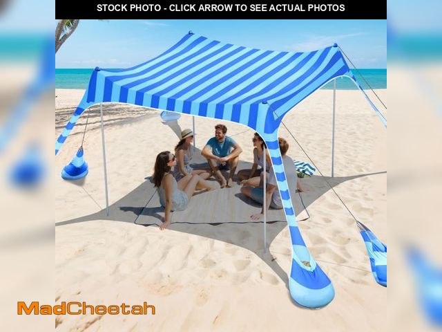 Lot 74-12110363 - 2PM SPORTS Beach Tent Canopy with UPF50+ UV Protection, Outdoor Large Beach Sun Shade Shelter for Fa...