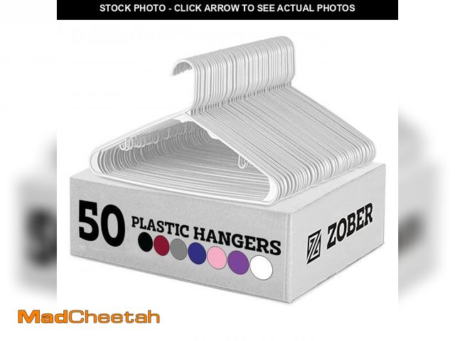 Lot 74-11548206 - Clothes Hangers - White, Plastic Hangers 50 Pack for Shirts, Dresses, and Pants - Durable, Flexible ...