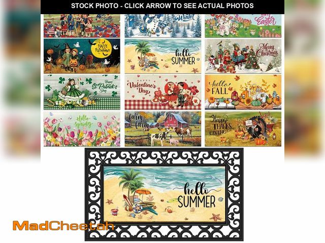 Lot 74-14300351 - Nuanchu 12 Pack Seasonal Doormat Inserts, 10x22 Inch Interchangeable Door Mat for Front Door, Non Sl...