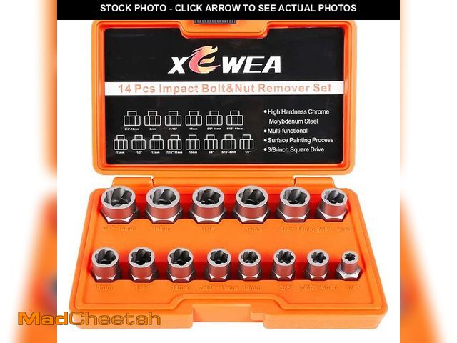 Lot 74-13550450 - XEWEA Professional 14PCS Bolt Extractor Set, 3/8" Drive Impact Stripped Bolt Remover Socket Set for ...
