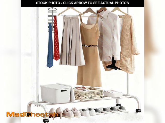 Lot 74-12780984 - SUSUZI Metal Clothes Rack for Hanging Clothes, 51" Garment Clothing Rack with Wheels and Hooks for H...