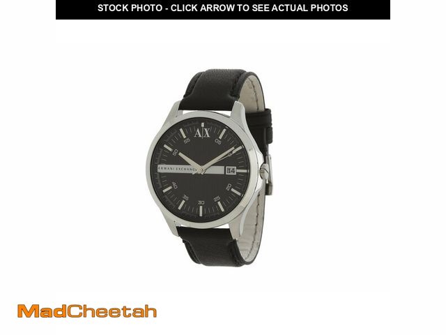 Lot 74-14294051 - A|X Armani Exchange Men's Watch, Three-Hand Black Leather Watch for Men - USED