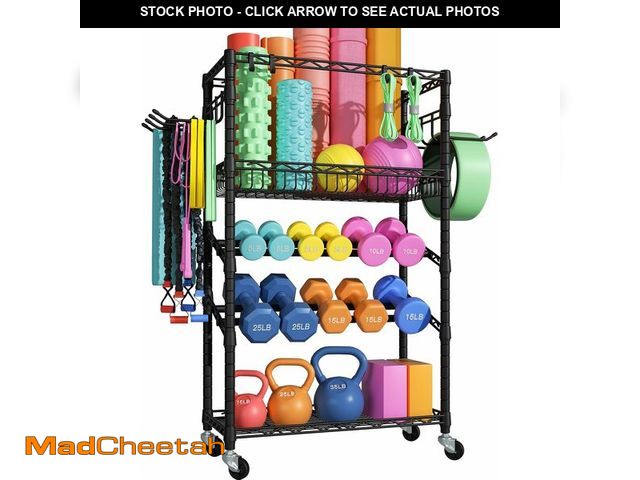 Lot 74-13709651 - FUTASSI S3 Dumbbells Rack Storage Rack, Rolling Home Gym Weight Organizer Rack, Yoga Mat Storage and...