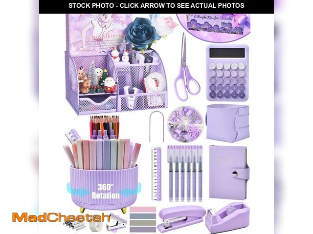 Lot 74-14061862 - LXEVIHK 21Pcs Purple Desk Organizers and Accessories With Mesh Desk Organizer and 360ÃÂ°Rotating Pe...