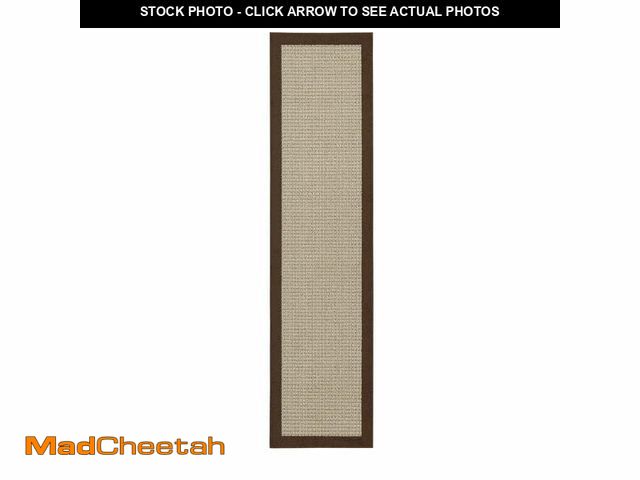 Lot 74-12862783 - Mainstays Farmhouse Faux Sisal Olefin Brown Border Indoor Hallway Runner Rug, 2'6"x10' - USED