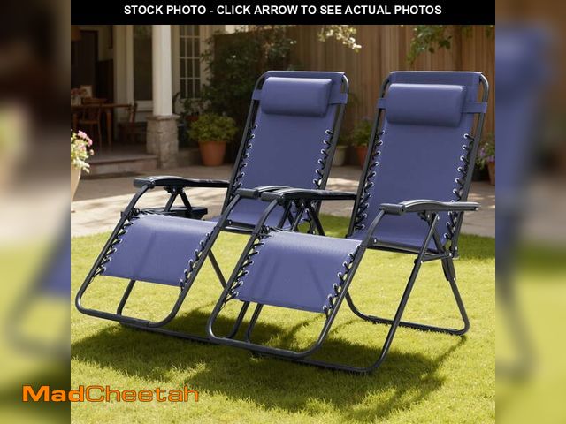 Lot 74-14369715 - Lacoo 2 Zero Gravity Chair Patio Outdoor Foldable Lawn Lounge Chair Reclining Chair with Adjustable ...
