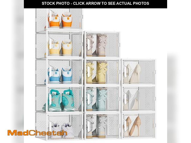 Lot 74-12977780 - SIMPDIY Shoe Organizer, 12 Pack Shoe Storage Shoe Organizer for Closet, Shoe Boxes Clear Plastic Sta...