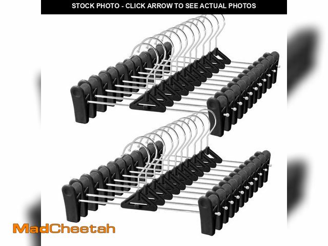 Lot 74-13572744 - NORTHERN BROTHERS Pants Hangers with Clips 30 Pack Black - Stackable Space Saving - Non-Slip, Adjust...