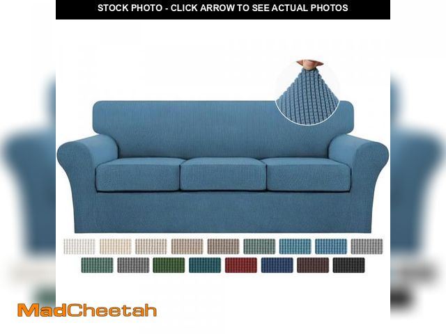 Lot 74-12221689 - Turquoize 4 Piece Sofa Covers For 3 Cushion Couch Sofa Slipcover Soft Couch Cover For Dogs-Washable ...