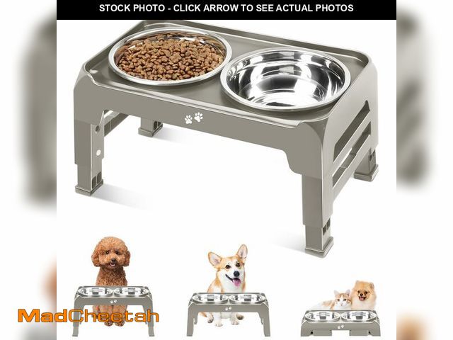 Lot 74-13714313 - Elevated Dog Bowls for Small Dogs 3 Height Adjustable Raised Dog Bowl Stand with 25oz Stainless Stee...