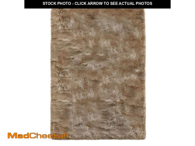 Lot 74-12553367 - Nourideaux 6 ft. x 9 ft. Light Brown Faux Fur Rug Fluffy Fuzzy Furry Soft Area Rug - UNUSED