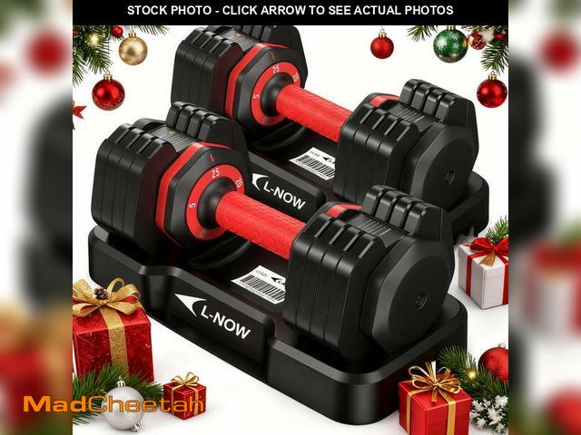 Lot 74-13060313 - LNOW 25lbs (1 Pair) Quick Select Adjustable Dumbbells for Homm 5 in 1 Free Weights 5/10/15/20/25lb/5...
