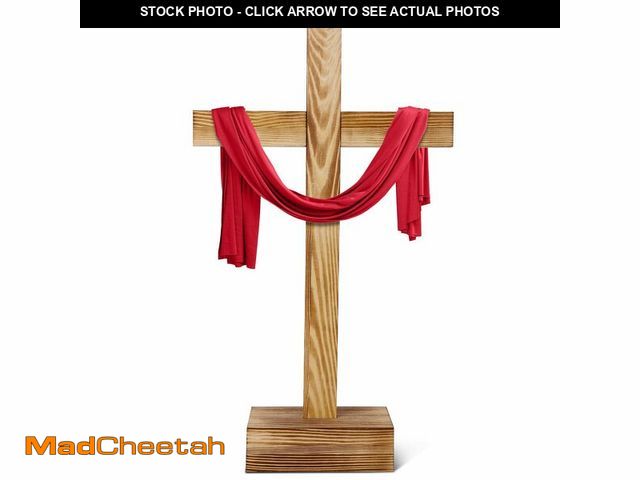 Lot 74-12702970 - Lineshading 21 Inch Christmas Large Wood Cross Unfinished Standing Cross Decor He Is Risen Outdoor D...
