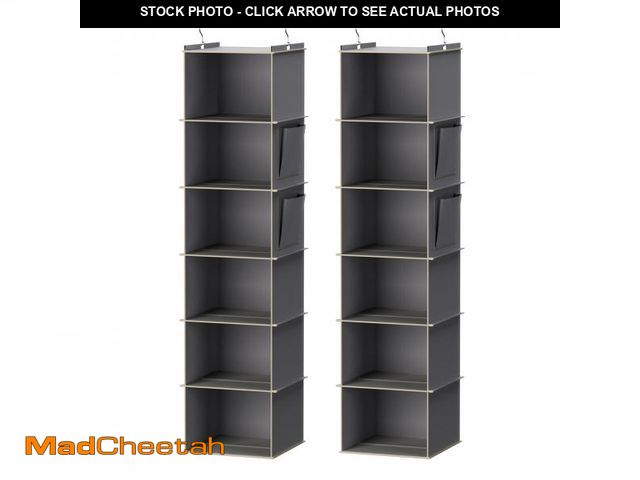 Lot 74-12444777 - YOUDENOVA Hanging Closet Organizer, 6-Shelf Closet Hanging Storage Shelves, 2 Packs, Grey - UNUSED