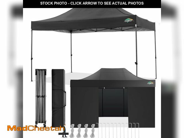 Lot 74-12659864 - COBIZI 10x15 Pop Up Canopy with 4 Sidewall,Heavy Duty Canopy UPF 50+ All Season Wind Waterproof Comm...
