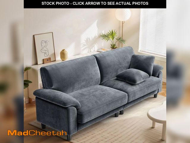 Lot 74-12272142 - 83" Corduroy Sofa,Loveseat Sofa with Extra Deep Seat Couches ,Comfy Upholstered Couch for Living Roo...