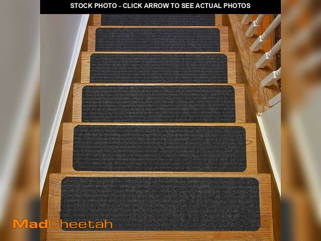 Lot 74-12544389 - Stair Treads Collection Indoor Skid Slip Resistant Carpet Stair Tread Treads (7 inch x 24 inch) (Dar...