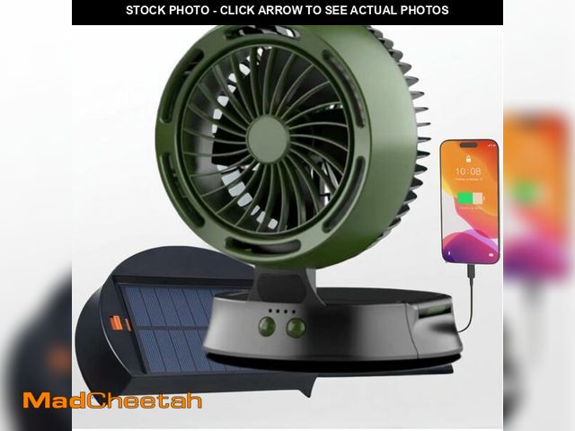 Lot 74-13697258 - YXIRENE Portable Solar Fan - 10000mAh Big Battery, Compact &amp; Lightweight, Solar-Powered, 4 Speed...
