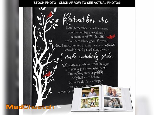 Lot 74-12458405 - ReliThick Cardinal Funeral Photo Album 4 x 6 Inch 200 Blank Pages Memorial Leather Memory Album Scra...