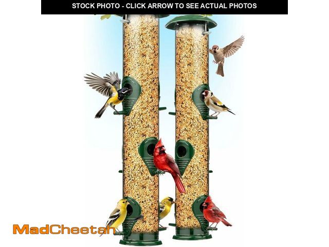 Lot 74-12673471 - Bird Feeders for Outdoors (Metal, 2 Pack) Ã¢â¬â Hanging Wild Bird Feeder Tubes with 6 Ports, Chew...