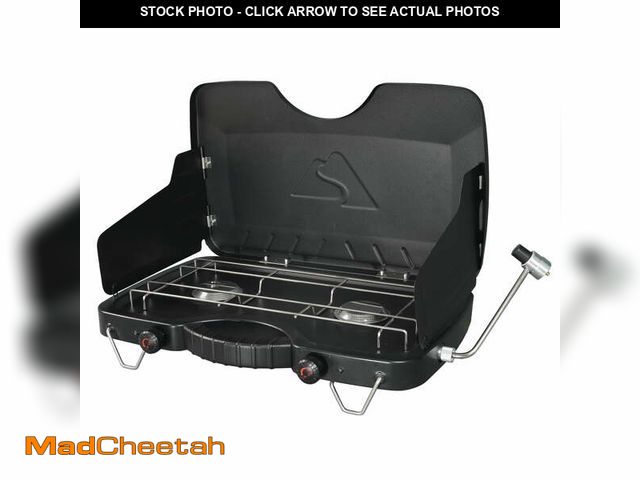 Lot 74-12688301 - Ozark Trail 2 Burner Propane Gas Camping Stove, GCT2208WB, Black, New - UNUSED