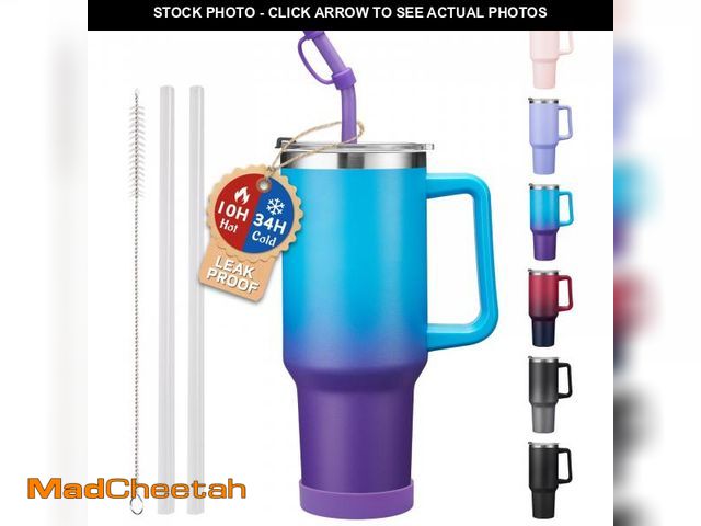 Lot 74-12308060 - ICIOI Travel Mugs Insulated for Hot and Cold - 40oz Tumbler with Handle and Straw Spout Lid, Spill P...