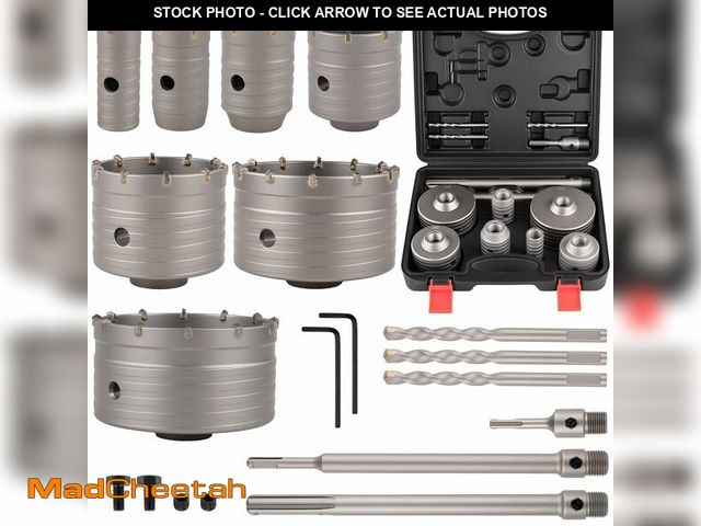 Lot 74-14210985 - Luney 20PCS Concrete Hole Saw Kits, 30 40 50 65 80 100 110MM, Hole Saw Tool Set with 3 Core Drill Bi...