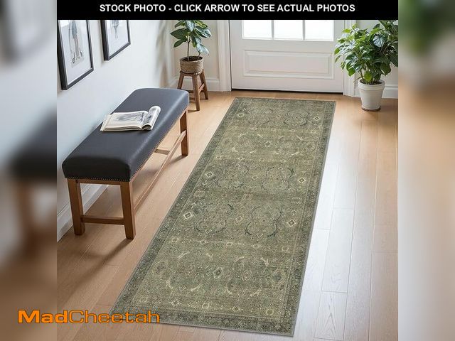Lot 74-13041680 - SILOLOOM Vintage 2x7 Runner Rug, Forest Green Washable Runners for hallways, Super Soft Kitchen Runn...
