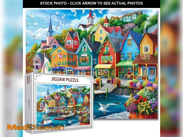 Lot 74-12122275 - Tucocoo Jigsaw Puzzles 1000 Pieces for Adults-Colorful Seaside Town Hardboard Puzzle-Challenging Puz...