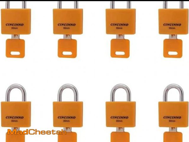 Lot 74-12324894 - CINCINNO Set of 8 Small LocksÃ¯Â¼ÅCovered Aluminum Keyed Alike PadlocksÃ¯Â¼Å30MM Weatherproof Lock...