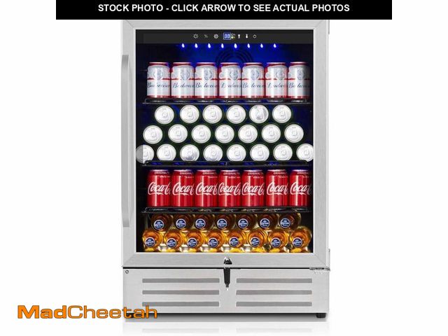 Lot 74-12638613 - Hooure 24 in. Built-in/Freestanding Single Zone Beverage Refrigerator with 210 Can(12 oz. )Beverage,...