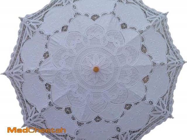 Lot 74-12508046 - AEAOA White Lace Parasol Umbrella Wedding Bridal 30 Inch Adult Size - UNUSED