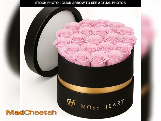 Lot 74-12975526 - Moss Heart 20 Preserved Roses, Petite Forever Flowers for Delivery in Designer Round-Shaped Box, Lon...