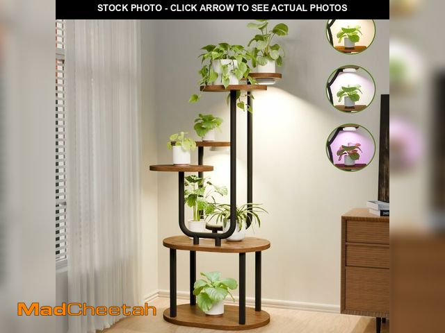 Lot 74-12716027 - Plant Stand Indoor with Grow Lights, 6 Tier 38.6Ã¢â¬Â³ Tall Metal Plant Shelf for Multiple Plants, ...