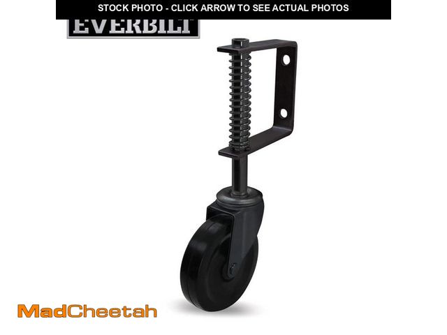 Lot 74-12690486 - *DIRTY* 4 in. Black Hard Rubber and Black Steel Swivel Gate Caster with Adjustable Spring Bracket an...