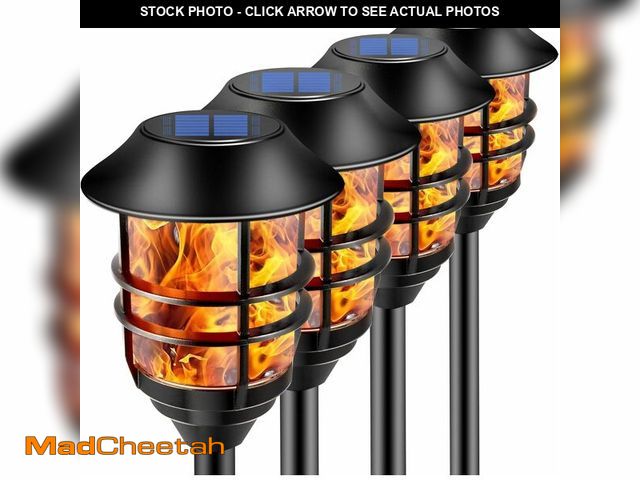 Lot 74-13041103 - ZOOHAR Solar Outdoor Lights,Extra-Tall Solar Torches with Flickering Flame 4-Pack Waterproof Garden ...