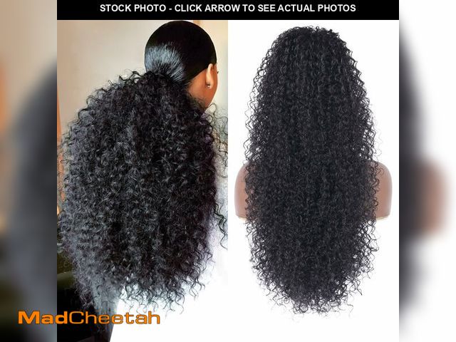 Lot 74-14044841 - Alebery 27 Inch Drawstring Ponytail Extension for Black Women Deep Curly Ponytail Extension Syntheti...