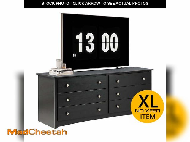 Lot 74-13780684 - (MISSING HARDWARE) edx 59in Wood Dresser 6 Drawer, Black Storage Cabinet, Vintage Dresser, Chest of ...