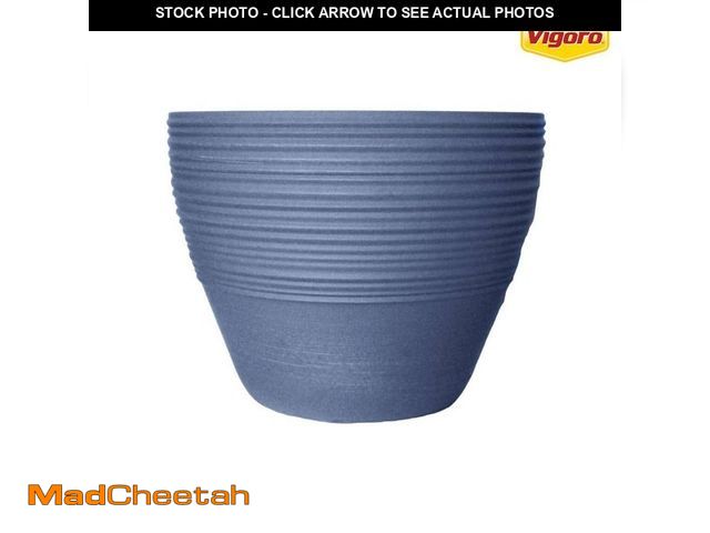 Lot 74-14257311 - Vigoro Ashton Large Brushed Denim Blue Resin Planter (15 in. L x 15 in. W x 11.7 in. H) - UNUSED
