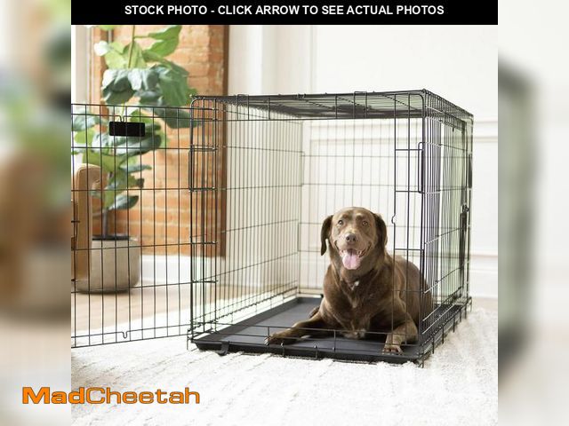 Lot 74-12423492 - Vibrant Life Wire Dog Crate  Double-Door  Divider and Leak-Proof Tray  Metal  Foldable  Durable  Bla...