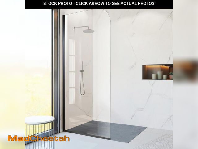 Lot 74-12429651 - Glass Shower Panel, 30" W x 78" H Semi-Framed Fixed Shower Glass Panel in Matte Black with 5/16"(8mm...