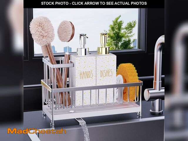 Lot 74-13948533 - Cisily Dish Soap Dispenser, 12 fl oz Kitchen Soap Dispensers with Sponge Holder, Stainless Steel Pum...