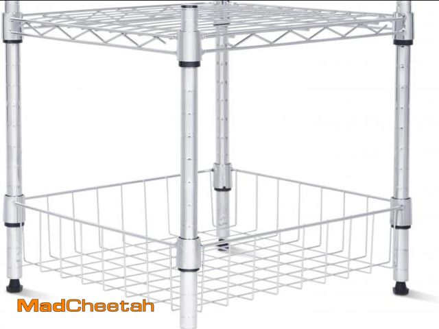 Lot 74-12170391 - Whitmor 2 Tier Metal Storage Shelves, Heavy Duty Shelf with Basket, 350 lbs Capacity per Shelf, 700 ...